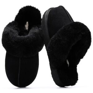 Project Cloud Plush Shearling-Lined Slip-On Slippers — Black